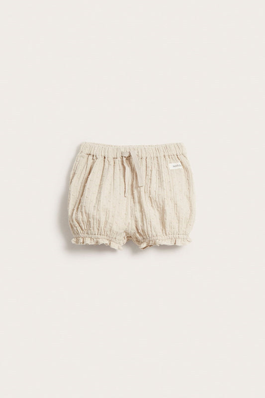 Baby beige dobby dot puff shorts