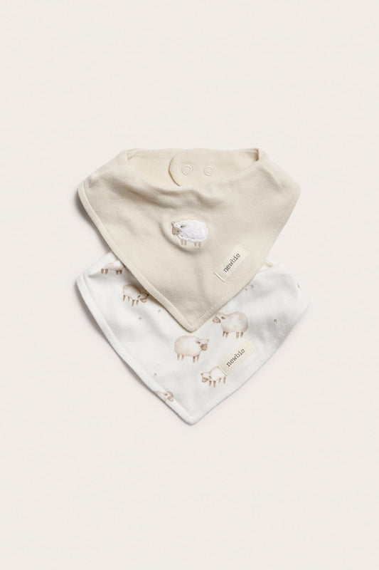 Baby beige bibs 2pk with lamb appliqu¨¦