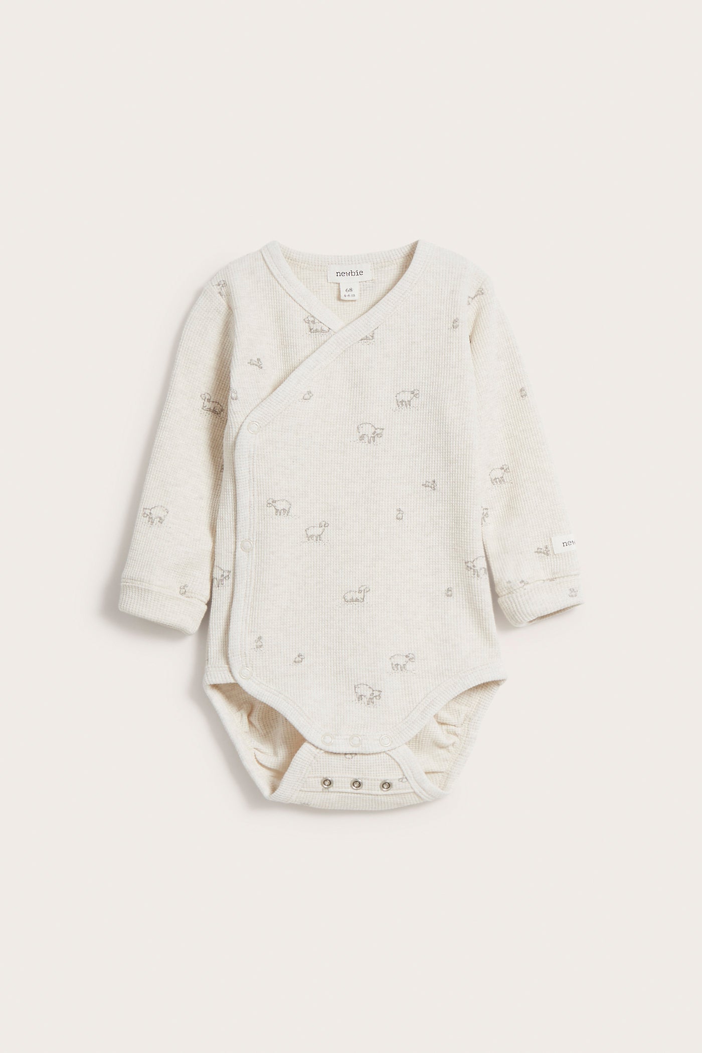 Baby beige lamb patterned  waffle knit bodysuit