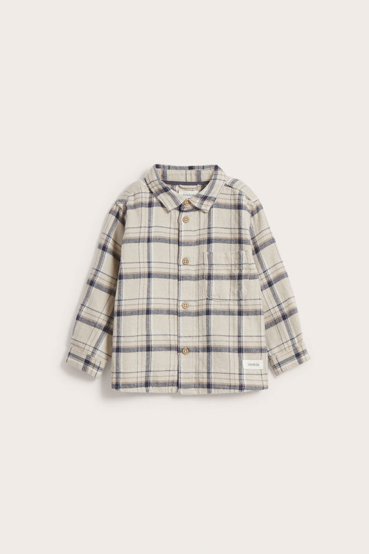 Baby beige checked cotton shirt