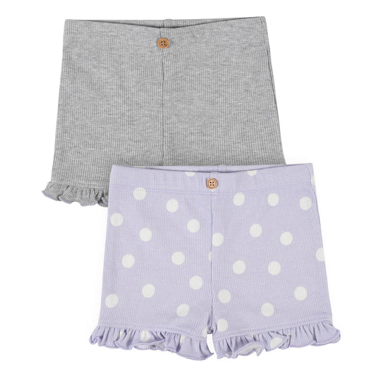 2-Pack Baby Girls Purple & Heather Grey Shorts